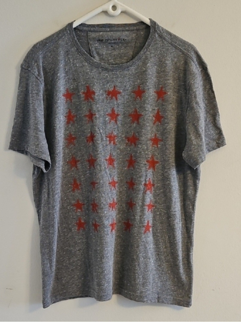 John Varvatos Gray Heather Crewneck Tee with Red Star Print